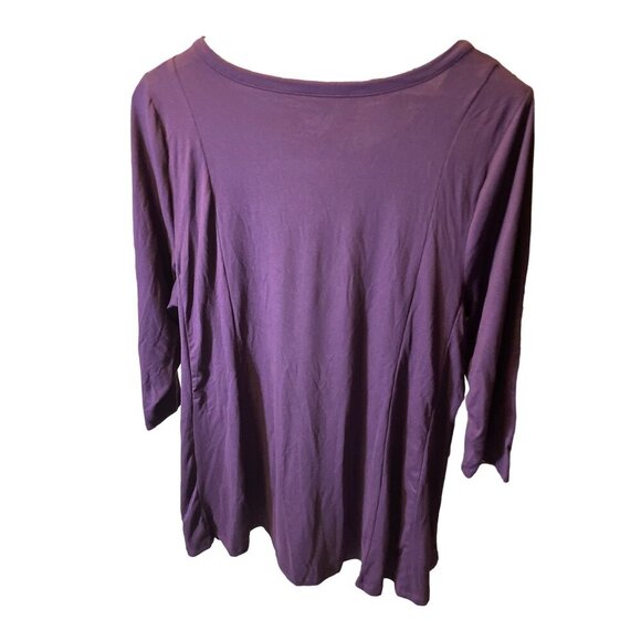 Lane Bryant NWT Dark Purple Henley 3/4 Sleeve Pullover Top Sz 22 - Picture 2 of 7